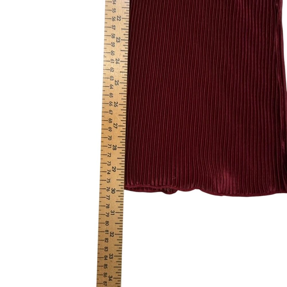 Waverles Pleated 2 Piece Set Burgundy Button Shirt Pants S Resort Lounge - Picture 14 of 16